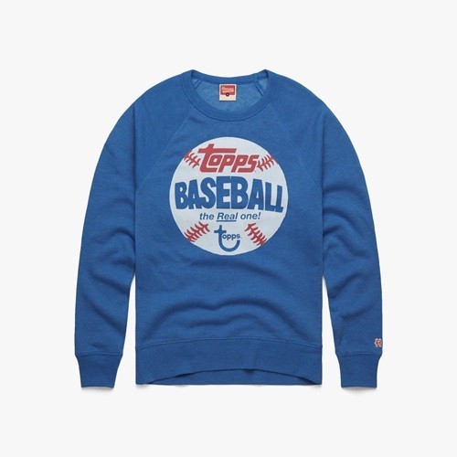 Homage Topps Baseball The Real One Blue Crewneck Sweatshirt NEW WITH TAGS!^