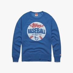 Homage Topps Baseball The Real One Blue Crewneck Sweatshirt NEW WITH TAGS!^