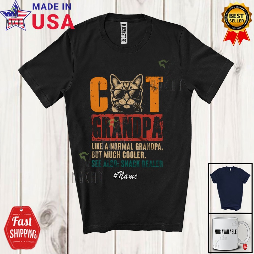 Custom Name Cat Grandpa Definition Cooler; Father’s Day Vintage Family T-Shirt