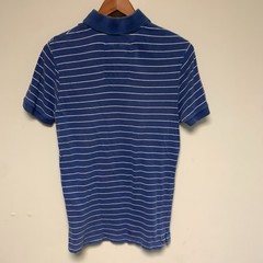Hollister California Men’s Henley Shirt Medium Blue White Striped Short Sleeve
