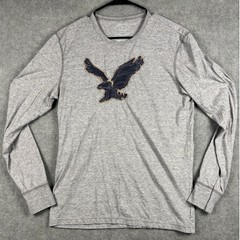 American Eagle Athletic Fit Long Sleeve Eagle Logo Tee Size M Grey Heather