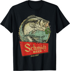 Fishing Schmidt Beer Make Your Own Luck 1894 Vintage T Shirt