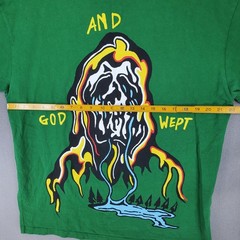 Warren Lotas Green And God Wept Shirt Size L Cotton USA Authentic Skull