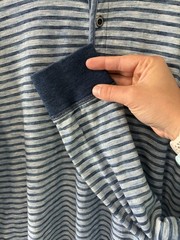 Lucky Brand Mens XL Blue White Striped Henley Shirt Long Sleeve 100% Cotton
