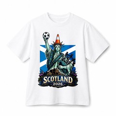 Scotland 2026 Liberty Statue Soccer Bagpipes Retro Graphic Cotton T-Shirt Unisex