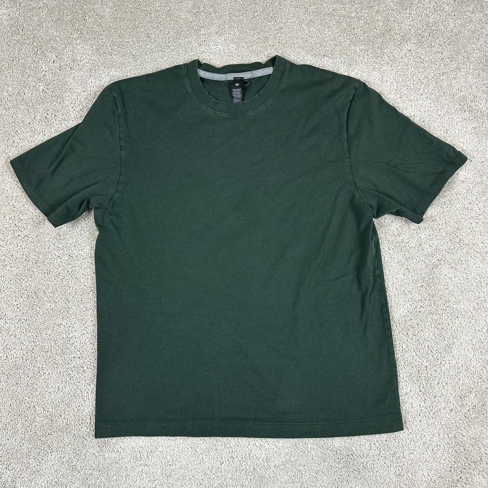 Lululemon Shirt Mens Medium Green Short Sleeve Crewneck Cotton Modal Tee Casual