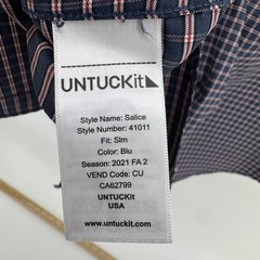 UNTUCKit Salice Shirt Mens XL Navy Blue Slim Fit Button Down Long Sleeve Plaid