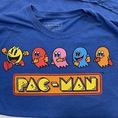 C-LIFE GROUP PacMan Graphic T-Shirt Tee Men XL Cobalt Blue Crew Neck Video Games
