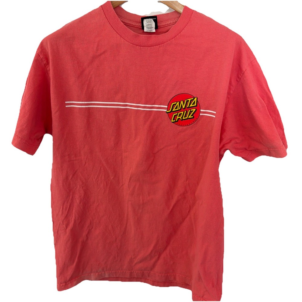 Santa Cruz Tshirt Size Large Distressed Double Sided Big Logo On Back