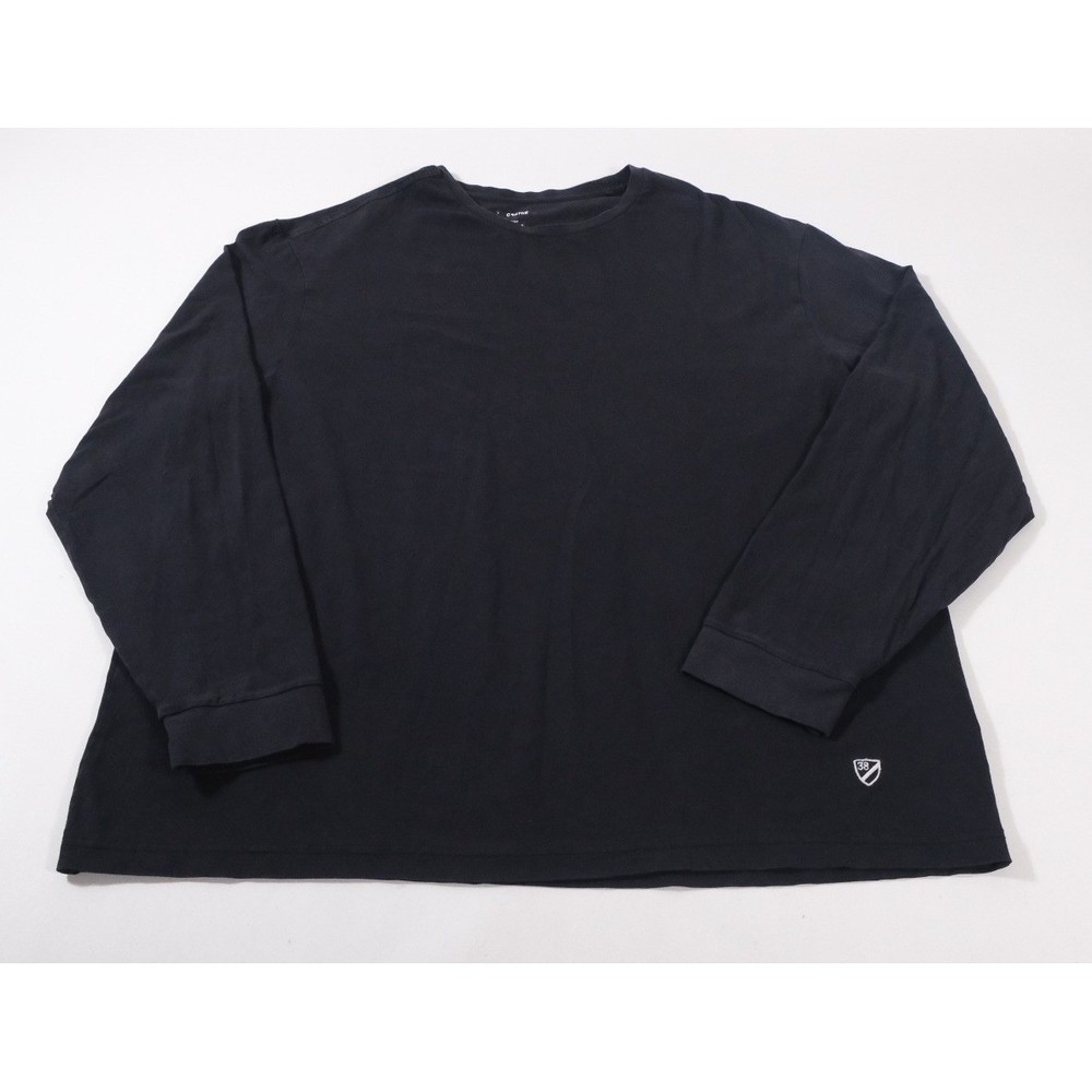 Cremieux Shirt Mens XL Black Long Sleeve Crewneck Cotton Blend Logo Casual Top