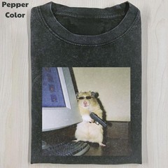 Cyber Hamster Shirt Funny Animal Meme Retro Vintage Gamer Unisex Graphic Tee