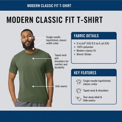 Gildan Unisex Short Sleeve T-Shirt 100% Polyester Modern Classic Fit Tee