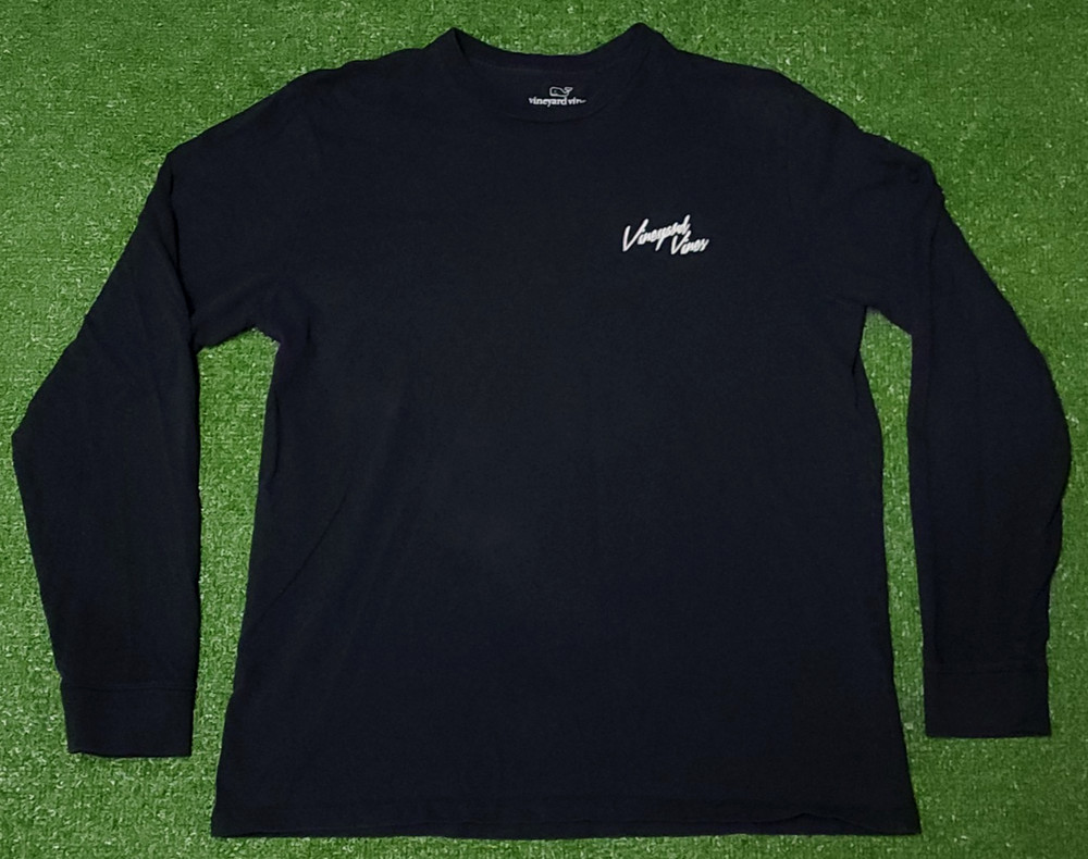 Vineyard Vines Long Sleeve Shirt Black Mens Size Medium Skiing Sports Classic