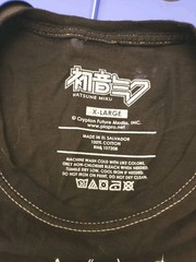 Hatsune Miku Black Bleach Wash Graphic T-Shirt Short Sleeve Crew Neck X-large