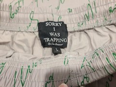 Sorry I Was Trapping Men’s Grey Shirt & Drawstring Shorts Size L New