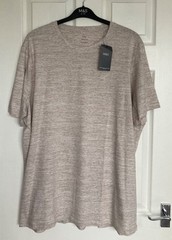 M&S Mens Crew Neck T-Shirt 2XL/3XL Ecru Mix Regular Fit Pure Cotton NWT