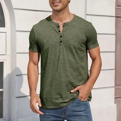 Premium Men’s Cotton Henley T Shirt Breathable Slim Fit Casual Summer Top Gift