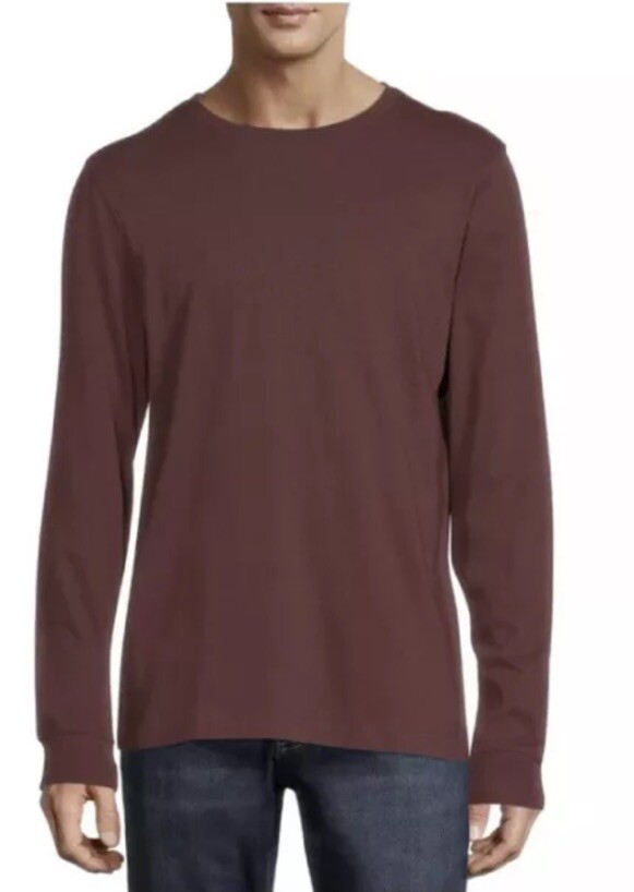 George Men’s Maroon Long Sleeve Cotton Stretch Crew Neck T-Shirt Size M (38-40)