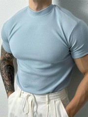 Camiseta De Manga Corta Con Cuello De Pico Para Hombre Moda Ajustada Casual Lujo