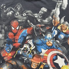 Vintage Y2K Mens XL Black Mad Engine x Marvel Characters Faded Worn Comic Tee