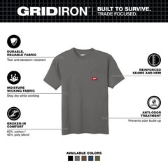 Milwaukee Men’s Medium Gray GRIDIRON Cotton/Polyester Short-Sleeve Pocket TShirt