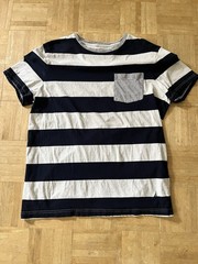 Nautica Men’s XL Gray Navy Striped Short Sleeve Crew Neck Pocket T-Shirt