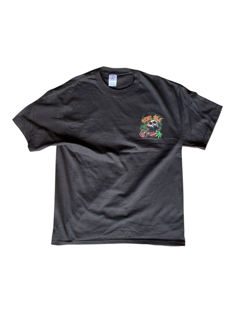 VINTAGE DELTA REBEL TIL I DIE SKULL T SHIRT GUNJA WEED Size L