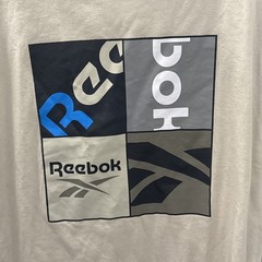 Reebok Shirt Mens Small Beige Black Blue Window Pane Print Short Sleeve Casual