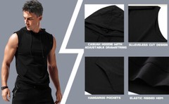 Men’s Workout Hooded Tank Tops Sleeveless Gym Training Bodybuilding T Shirt