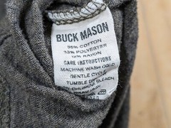 Buck Mason Men’s Large Tri-Blend Curved Hem T-Shirt Dark Grey Heather Crew Neck