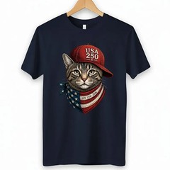 250 Cat Shirt, Patriotic Cat T-Shirt, 4th of July Cat Tee, 250th Shirt