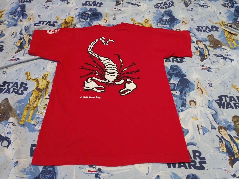 Vintage Scorpion Bay T-Shirt Mens 80s Skate Surf Beach USA Made Puff Print