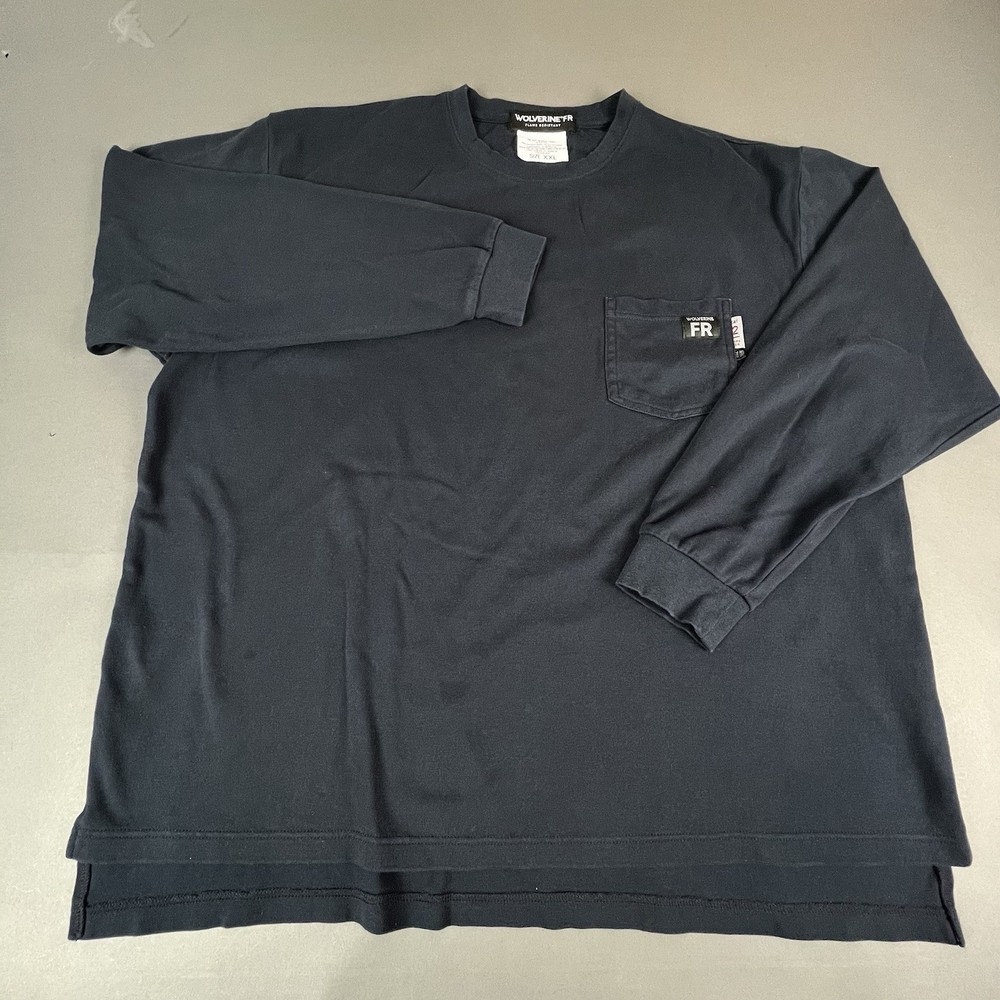 Wolverine FR Flame Resistant Shirt Mens 2XL Black Long Sleeve Pocket NFPA 2112