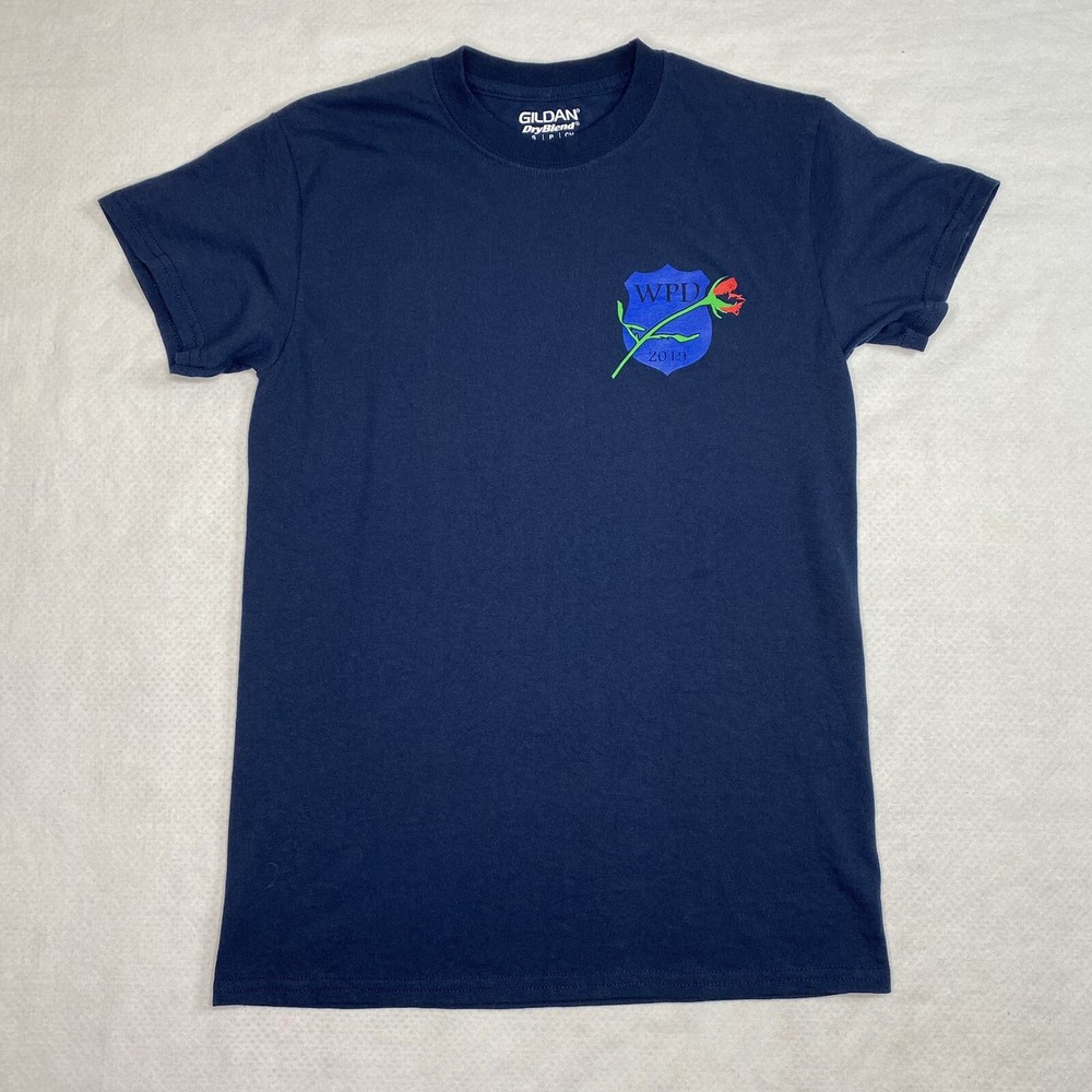 Gildan Dryblend Graphic T sz S Navy Weymouth Police Department Commemorative