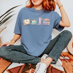 Books And Coffee Lover Comfort Tee Gift For Bookworm Reader