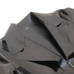 PU Double Side Top PVC Glossy Shiny Men Deep V Neck Long Sleeve T-shirt Elastic
