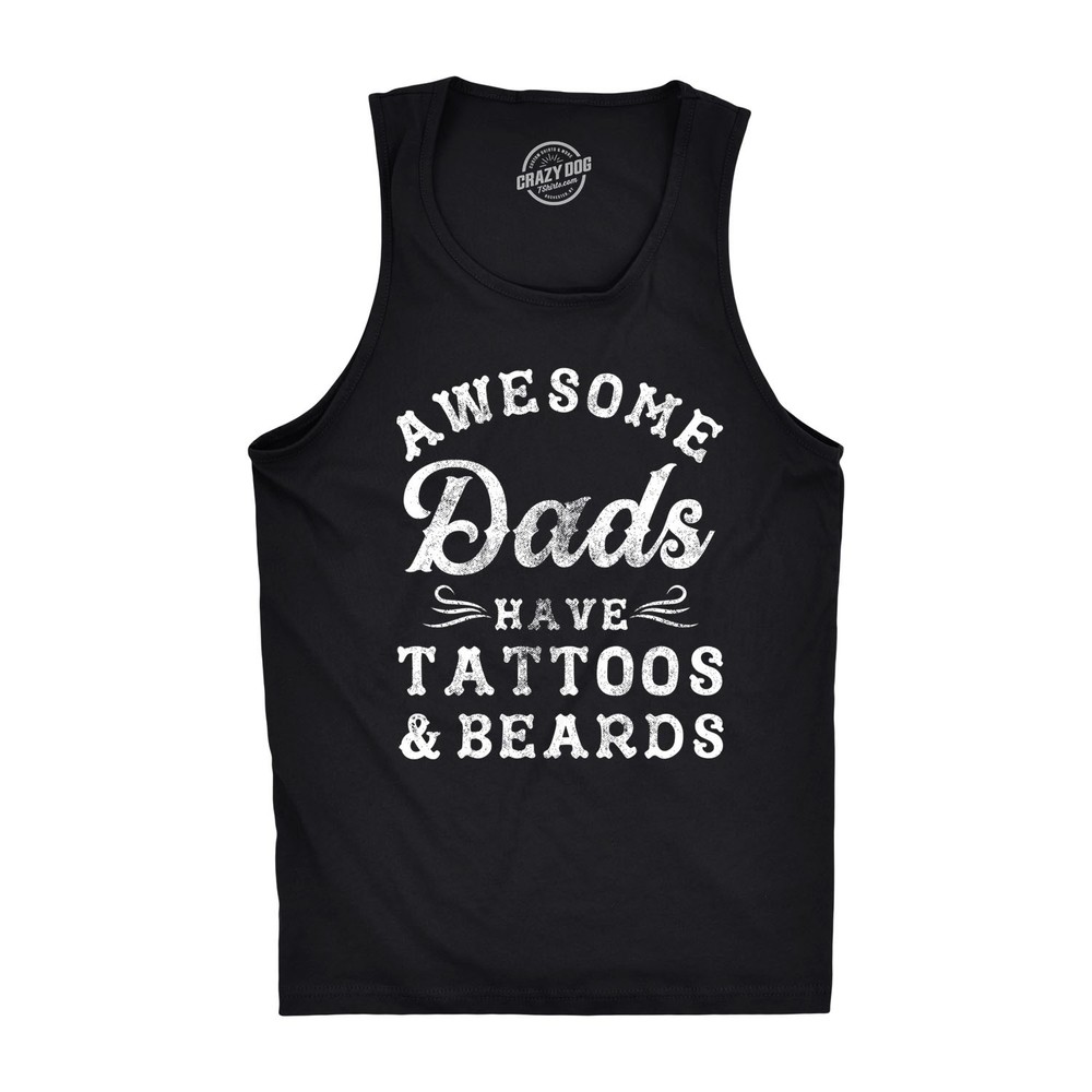 Mens Fitness Tank Awesome Dads Have Tattoos and Beards Tanktop Funny Fathers Day