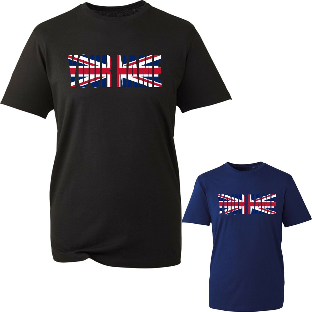 Personalised Your Name British UK Flag T-Shirt United Kingdom Country Love Gifts
