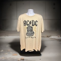 AC/DC Back In Black Hells Bells Shirt Men 3XL Cream Short Sleeve Retro 2024