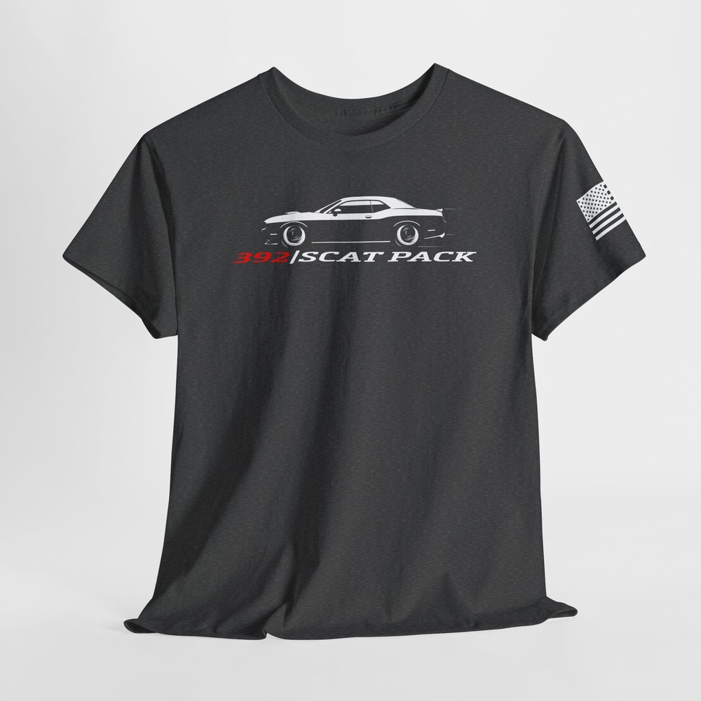Challenger R/T Scat Pack T-Shirt 392 HEMI Patriotic Flag Sleeve – Sizes S-5XL