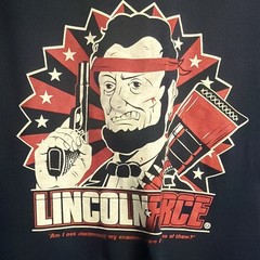 Abraham Lincoln Rambo Graphic T-Shirt Navy Blue Action Hero Funny Patriotic XL