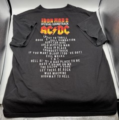 AC/DC Iron Man 2 Movie Soundtrack Band Graphic T-Shirt Marvel Size L Black