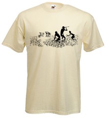 BANKSY SHOPPING TROLLEY HUNTERS T-SHIRT- Hunting Cavemen – Choice Of Colours