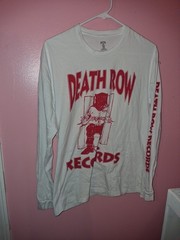 Death Row Records Tee White Red Logo Long Sleeve Crewneck Streetwear L