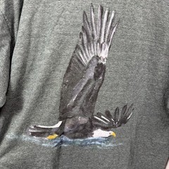 Vintage 90s Mens Hand Painted Eagle Green Turtleneck Long Sleeve Shirt Size L