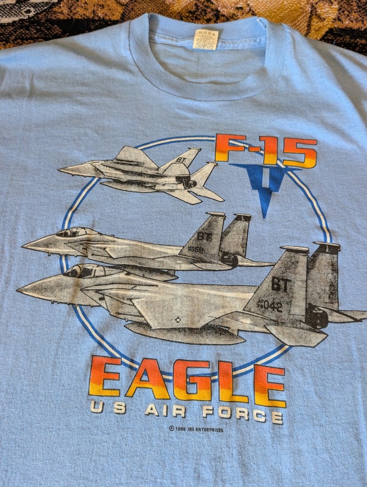 vintage F-15 eagle fighter jet t shirt men’s XL Thin Screen Stars Single stitch