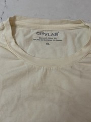 CityLab Stretch Slim Fit T-Shirt, Crew Neck, Off White Yellow XL Combed Cotton