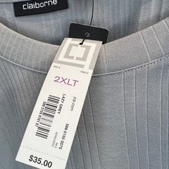 NWT Claiborne Crewneck T-shirt Mens Size 2XLT Lazy Gray Textured Striped Casual