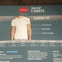 Hanes Premium Classic Fit Tagless tshirt Men’s Large 5-Pack White Moisture Wick