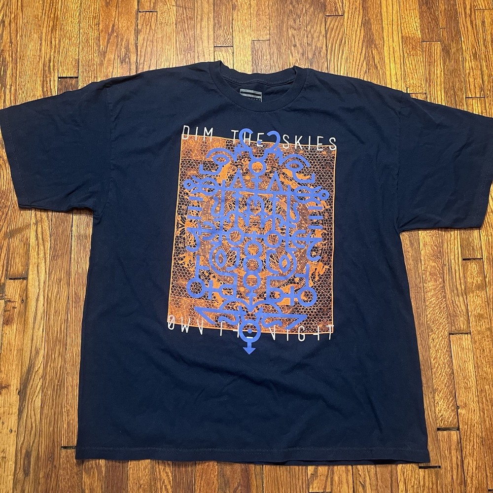 Sean John Graphic T-Shirt Navy Blue Abstract Print Short Sleeve Size XXL